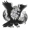 Lion and eagle wings tattoo design idea