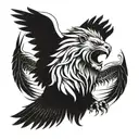 Lion and eagle wings tattoo design idea
