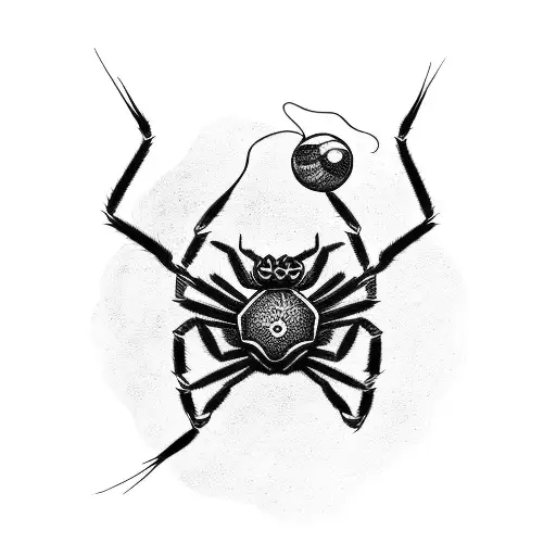 spider pulling 8 ball with web tattoo design idea