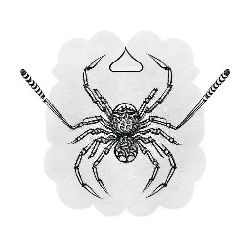 spider pulling 8 ball tattoo design idea