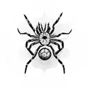 spider pulling 8 ball tattoo design idea