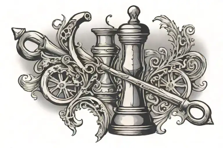 spud wrench, hour glass with sand tattoo design idea