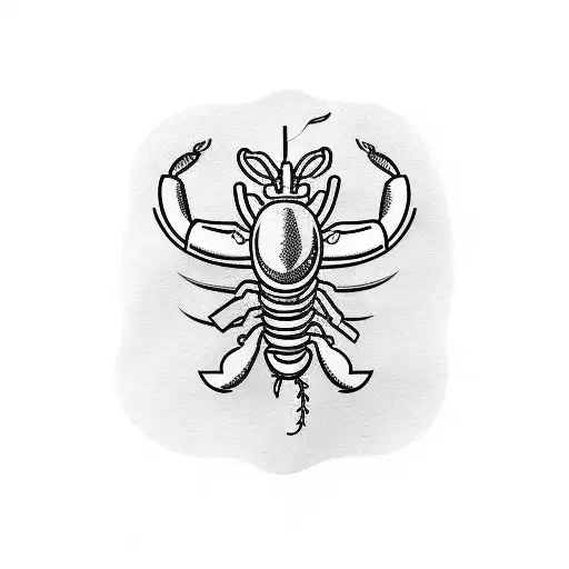 lobster with claws linework filled with topgraphy lines tattoo design idea