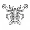 lobster linework filled with topgraphy lines tattoo design idea