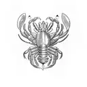 lobster with claws linework filled with topgraphy lines tattoo design idea