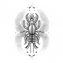 lobster with claws linework filled with topgraphy lines tattoo design idea