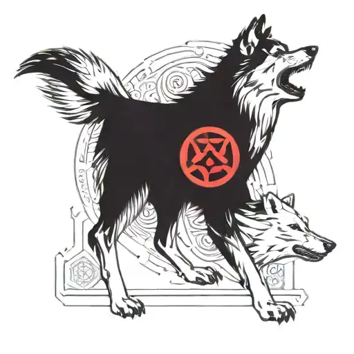 Fibonacci sequence wolves sci-fi tattoo design idea