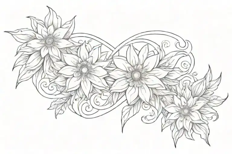 aster flower and infinity sign tattoo design idea