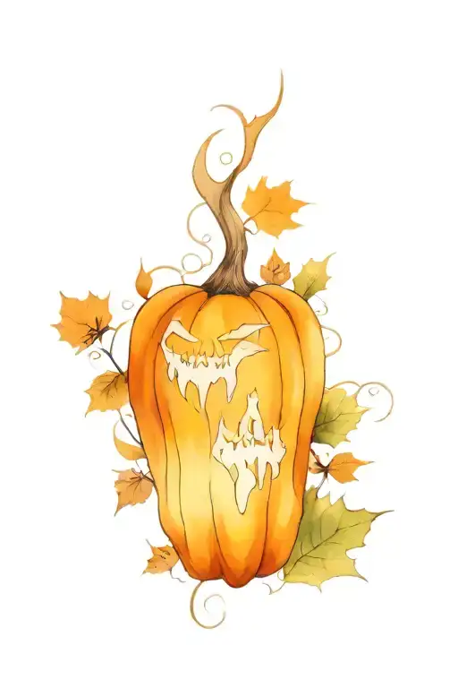 halloween autumn themed new school leg tattoo tattoo design idea