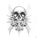 black&white forearm tattoo. Skulls crying in agony  tattoo design idea