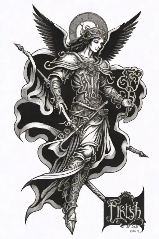 Irish archangel  tattoo design idea