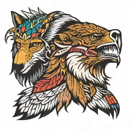 eagle bear coyote buffalo tattoo design idea