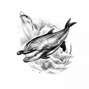 Dolphin, sea turtle, shipwreck tattoo design idea