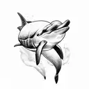 Dolphin, sea turtle, shipwreck tattoo design idea