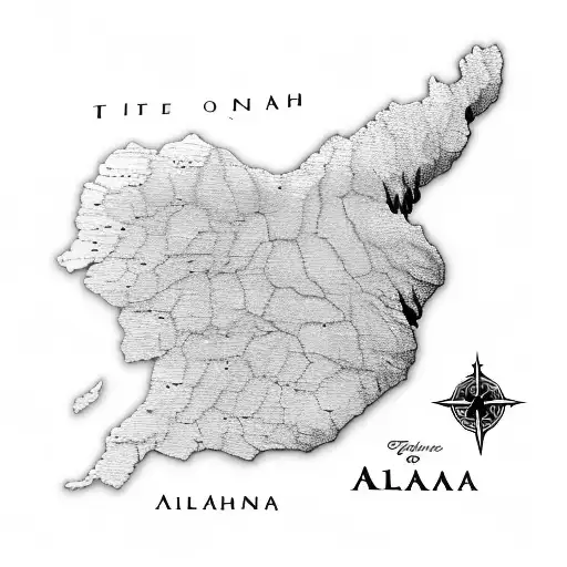 Map of Albania in black-grey style tattoo design idea