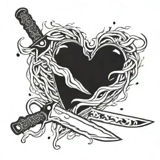 Knife stabbed into Heart tattoo design idea