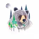 Bear in a forest tattoo design idea