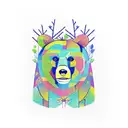 Bear in a forest tattoo design idea