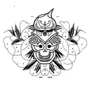 crow skull on grass tattoo design idea