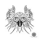 crow skull on grass tattoo design idea