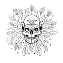 crow skull in the grass tattoo design idea