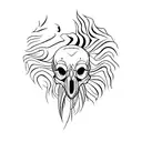 crow skull in the grass tattoo design idea