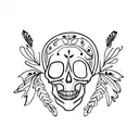 crow skull in the grass tattoo design idea