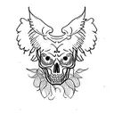 crow skull in the grass tattoo design idea