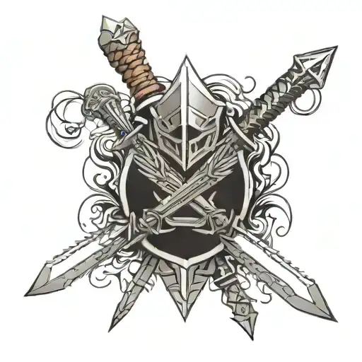 attack on titan scout regiment symbol with attack on titan swords behind it tattoo design idea