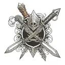 attack on titan scout regiment symbol with attack on titan swords behind it tattoo design idea