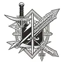 attack on titan scout regiment symbol with attack on titan swords behind it tattoo design idea