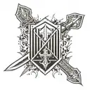 attack on titan scout regiment symbol with attack on titan swords behind it tattoo design idea