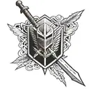 attack on titan scout regiment symbol with attack on titan swords behind it tattoo design idea