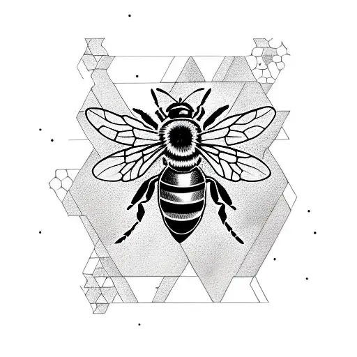 bee with honeycomb background tattoo design idea