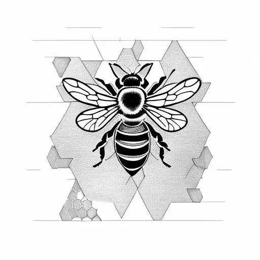 bee with honeycomb background tattoo design idea