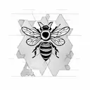 bee with honeycomb background tattoo design idea