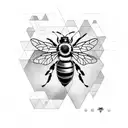 bee with honeycomb background tattoo design idea