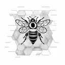 bee with honeycomb background tattoo design idea