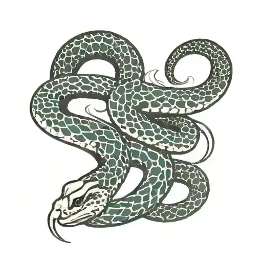 I am looking for a design that will look like a tattoo on an arm with the head of a kunisher rat snake and a milk snake. tattoo design idea