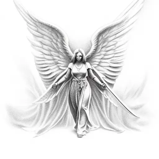 Angels, Old, Big, Devil, Rose, arena, sword, wings tattoo design idea