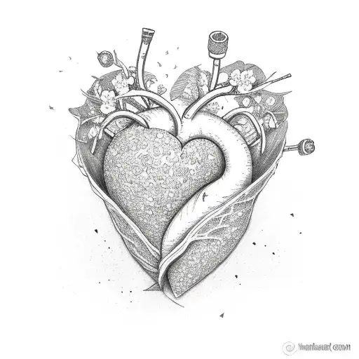 cherry blossom wrap around a heart tattoo design idea