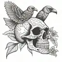 skull and crow  tattoo design idea