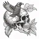 skull and crow  tattoo design idea