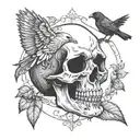 skull and crow  tattoo design idea