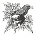 skull and crow  tattoo design idea