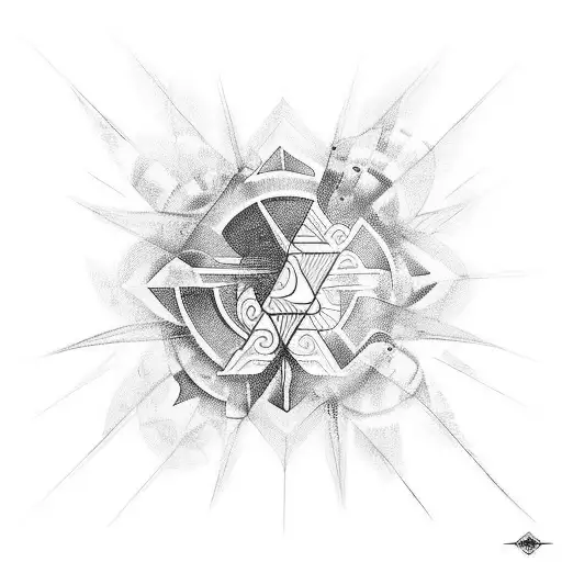 Create an abstract tattoo design that incorporates elements representing your four children, including your third child  tattoo design idea