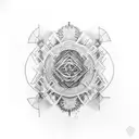 Create an abstract tattoo design that incorporates elements representing your four children, including your third child  tattoo design idea