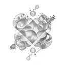 Create an abstract tattoo design that incorporates elements representing your four children, including your third child  tattoo design idea