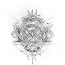 Create an abstract tattoo design that incorporates elements representing your four children, including your third child  tattoo design idea