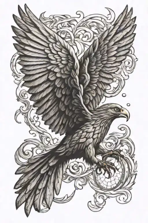 LIVER BIRD FLYING OUT tattoo design idea